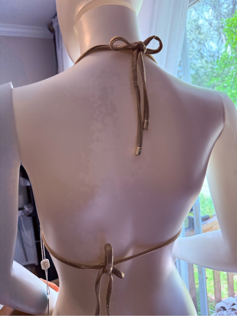 Beach bunny Gold-Trim Black Triangle Bikini Top - Picture 9 of 10